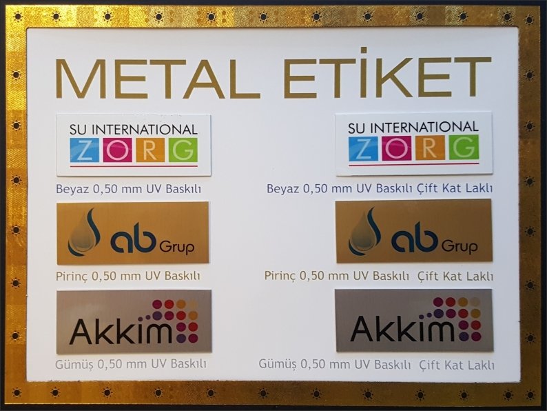 Metal Etiket Arkası Yapışkan Sticker Uv Baskı