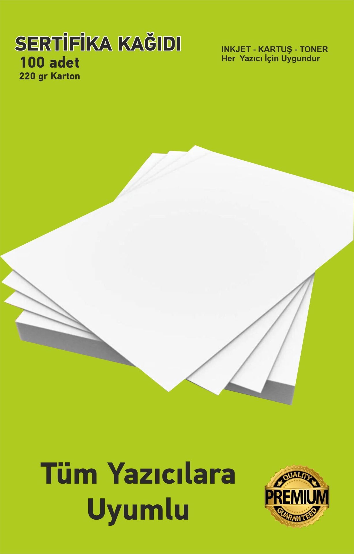 Kartuşlu Mürekkepli Tüm Yazıcılara Uygun 100 Adet Kalın Sertifika Vb Için 220 Gr Kağıt