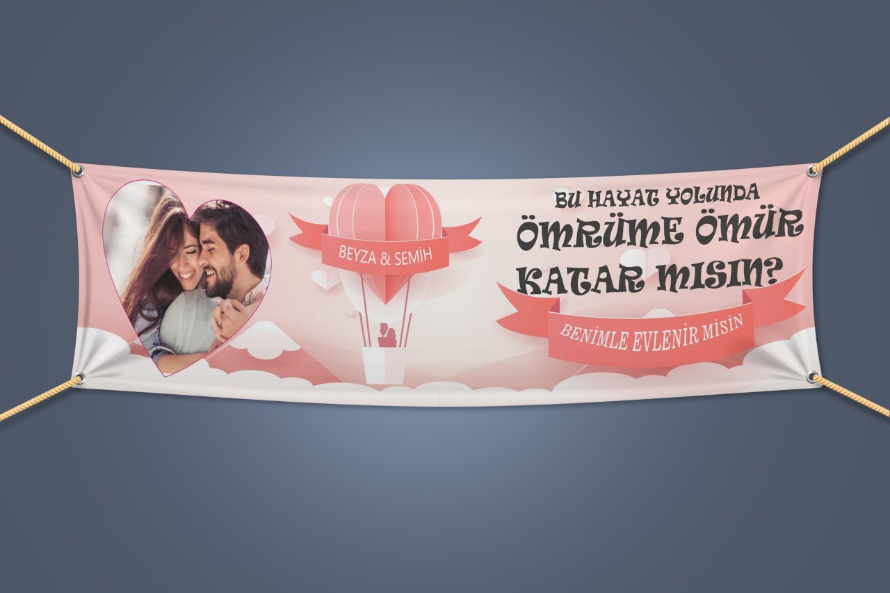 Fotoğraflı Evlilik Teklifi Afişi Pankartı