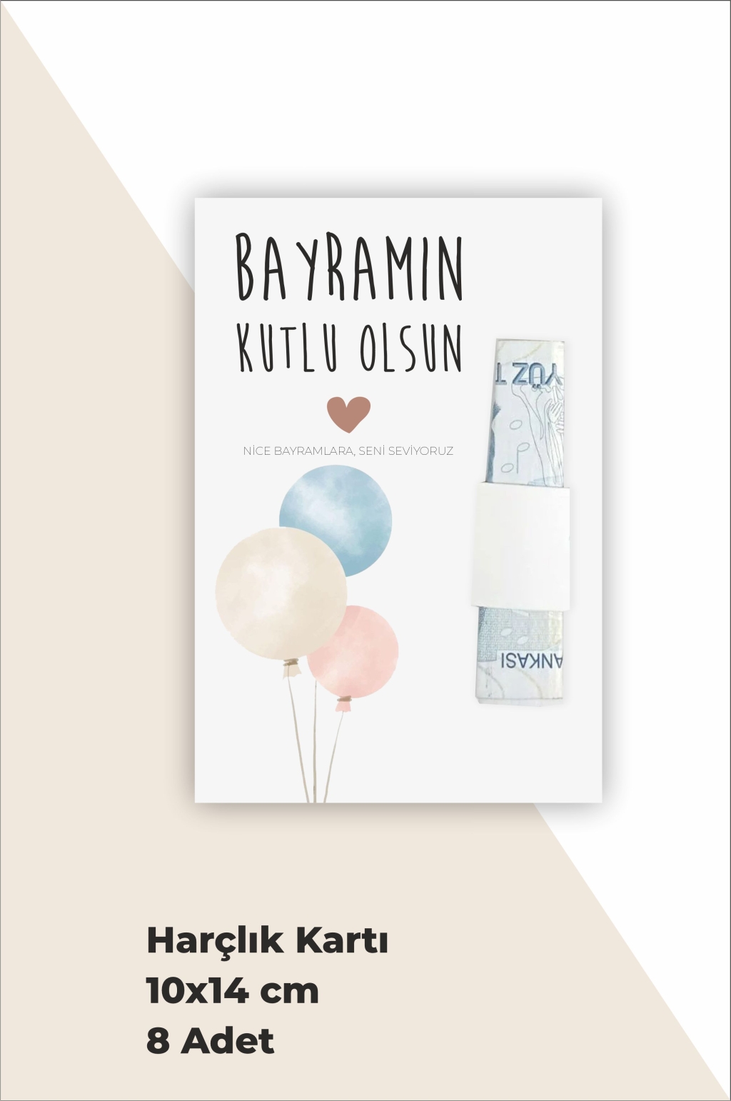 8 Adet Bayram Hediyesi - Harçlık Kartı Bayram Hatıra Kartı