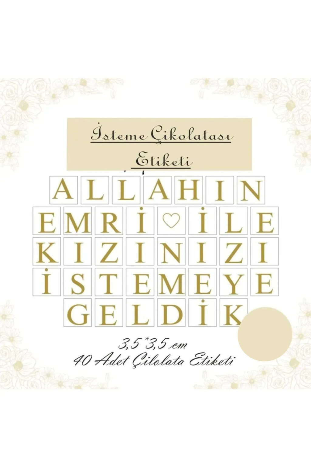 Allahın Emri İle Kızınızı İstemeye Geldik İsteme Etiketi Harf Etiketi Gold Renk tabaka şeklinde