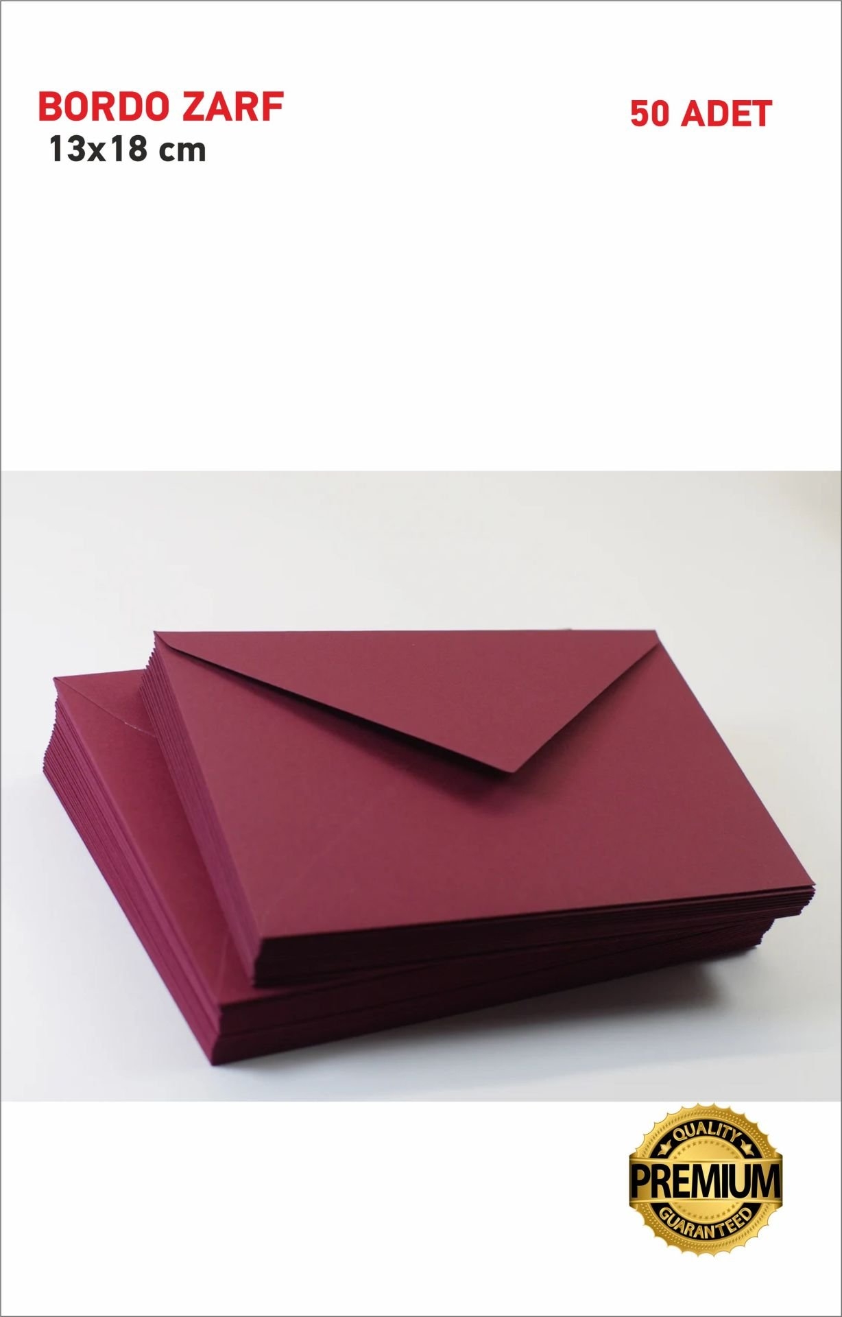 Bordo Zarf Davetiye Zarfı 13x18 cm 50 Adet