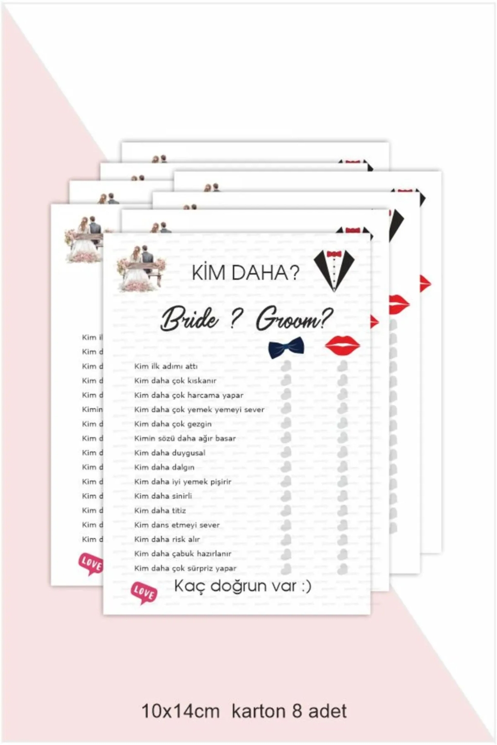 Bride to be Soru Kartı Düğün Nişan Bekarlığa Veda Kartları Gelin Mi? Damat Mı? 8 Adet 10x14 Cm