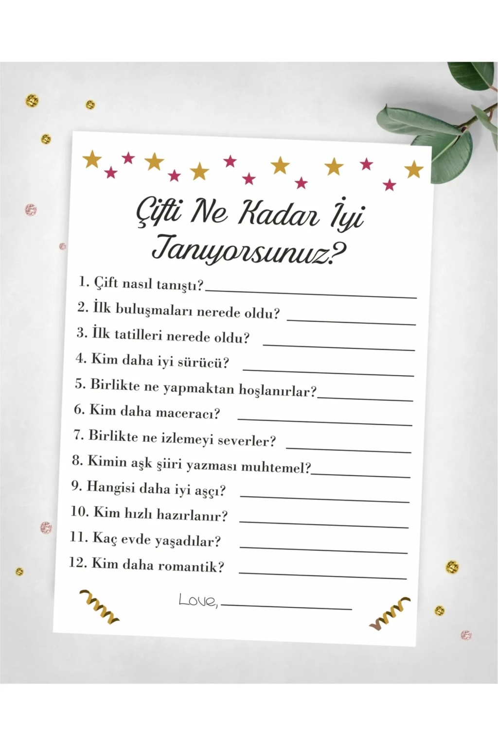 Çifti Ne Kadar İyi Tanıyorsunuz? Oyun Kartı 8 Adet
