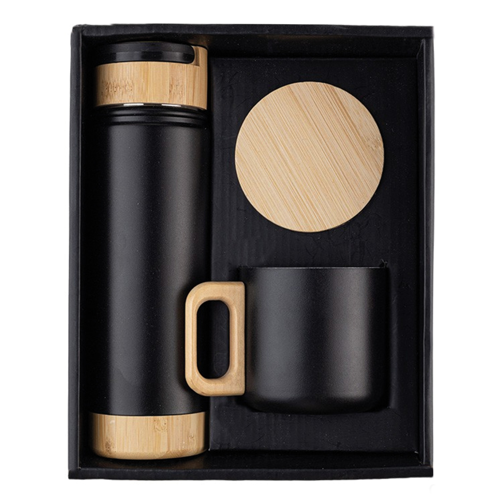 Siyah Termos Kupa Seti serenli Özel Kutulu