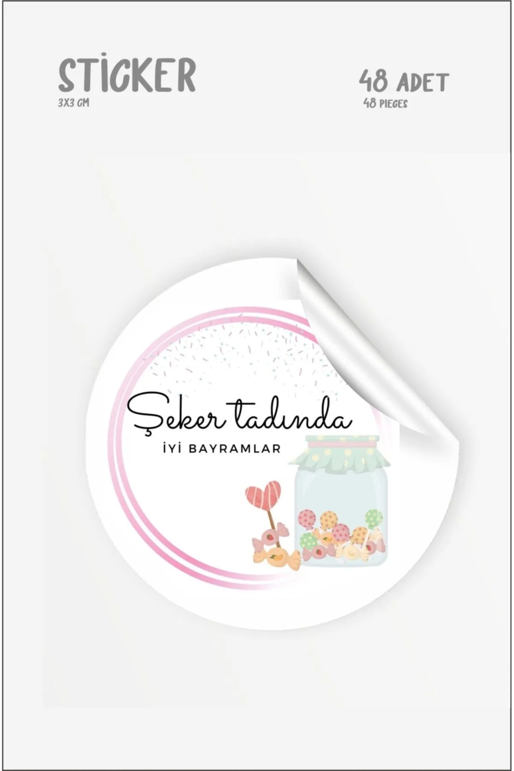 iyi Bayramlar Sticker 48 adet 3 cm