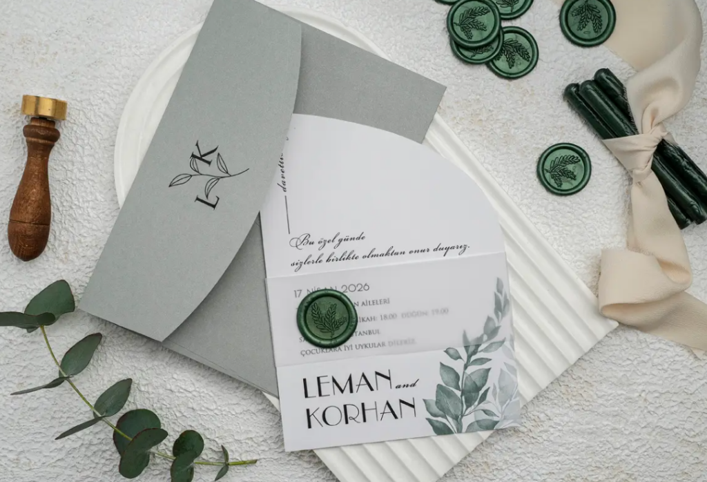 Mühürlü Nişan Düğün Davetiyesi 100 Adet  9273