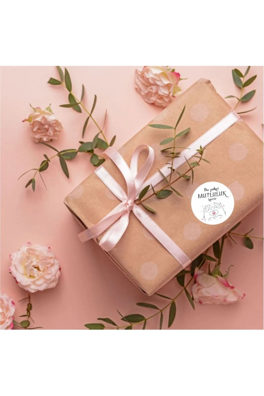 Paketleme Teşekkürler Etiketi Mutluluk İçerir Kargo Ambalaj Etiketi - 3x3cm 96 Adet