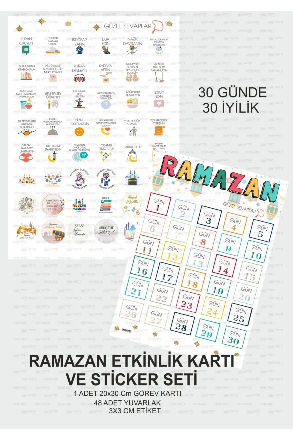 Ramazan Aktivite Görev Kartı ve Sticker Çocuklara Özel Hoşgeldin Ramazan Planlayıcı