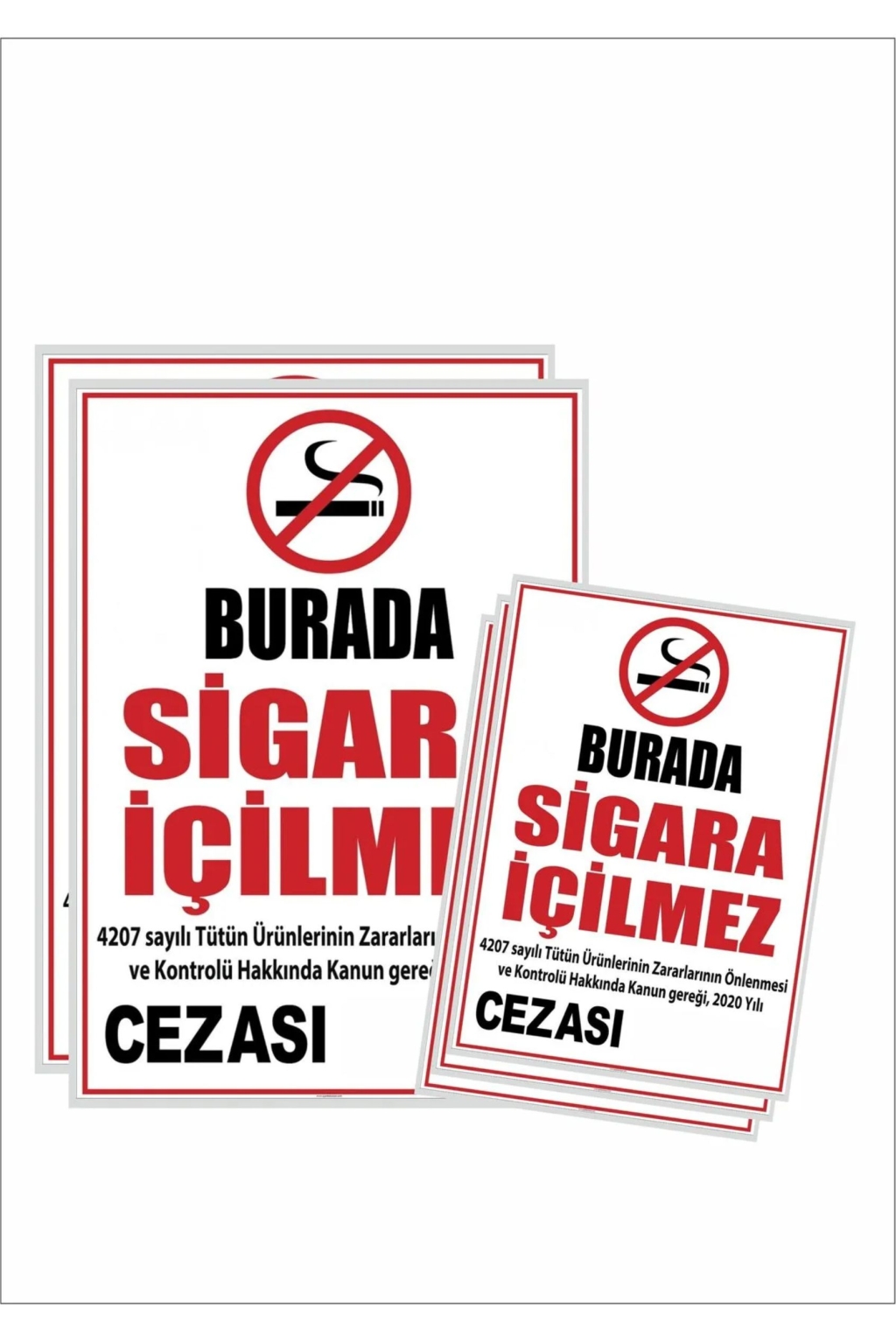 Sigara içilmez Uyarı Levhası Pvc Kaplı 5 Adet 2 Adet Büyük (30x40 cm ) 3 Adet Küçük A4 Silinebilir