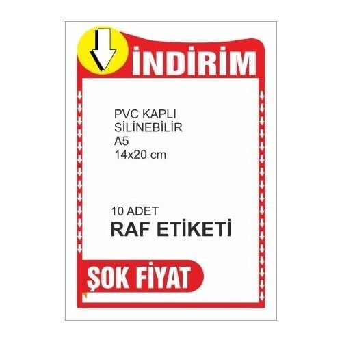 Silinebilir Pvc Kaplamalı A5 14x20 cm indirim Etiketi Raf Önü Fiyat Etiketi 10 Adet