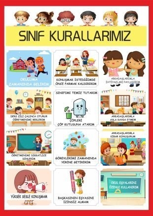 Sınıf Kuralları A3 Pvc Kaplı 30x42 Cm Afiş