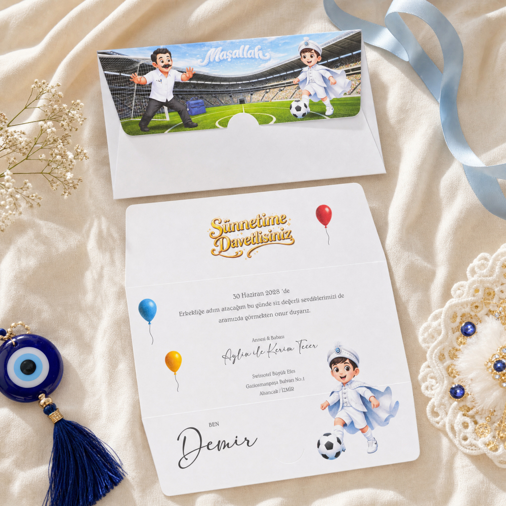 Sünnet Davetiyesi Futbol temalı100 adet 30606
