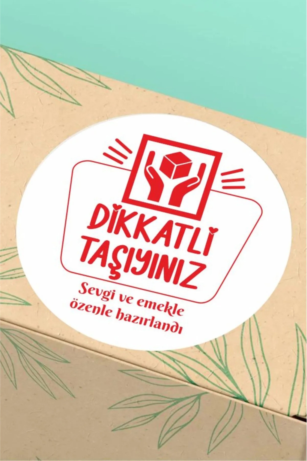 Teşekkürler Etiketi Dikkatli Taşıyınız Kargo Ambalaj Etiketi - 3x3cm 96 Adet