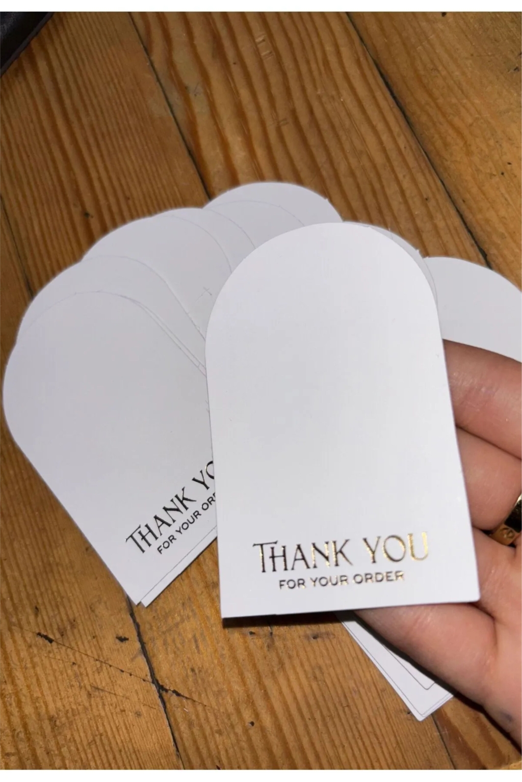 Thank You Order Teşekkür Kartı Altın Yaldızlı Kesimli 50 Adet