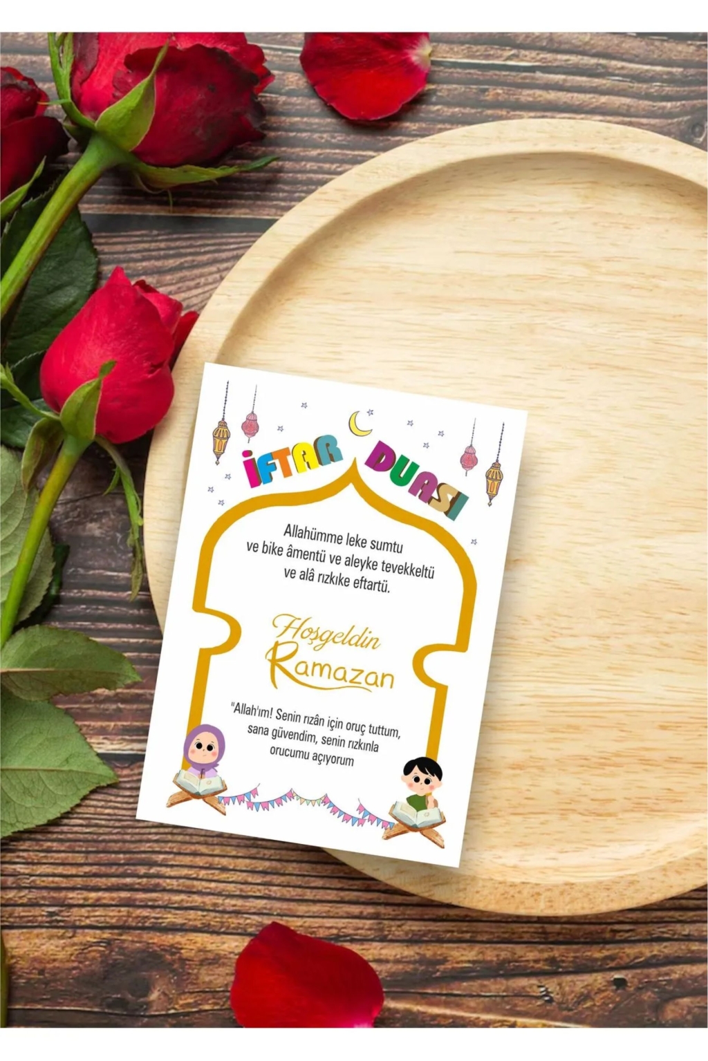 zemzem iftar duası kartı çocuklara özel 18 adet 7x10 cm karton